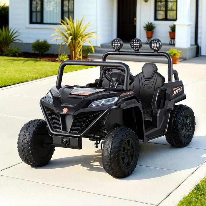 Rigo Ride-On Car with Headlight and Music, Black