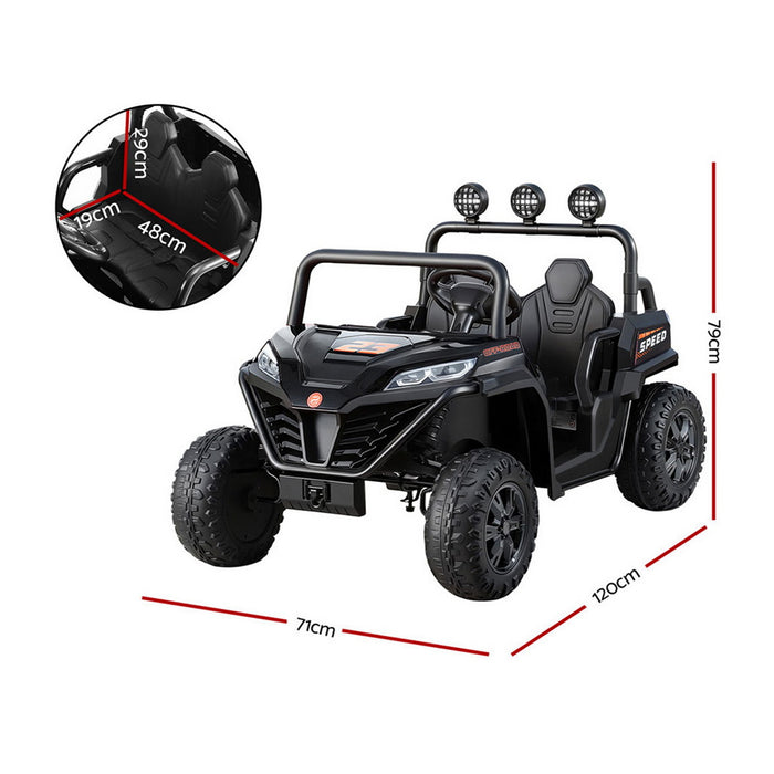 Rigo Kids Ride On Car Electric Toys Cars Headlight Music Remote Control Black