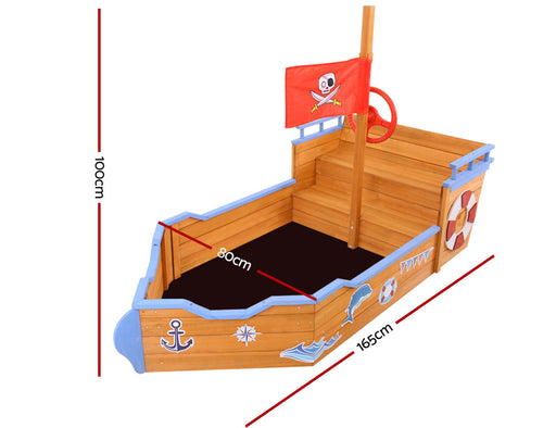 165cm outdoor sandbox styled as a boat