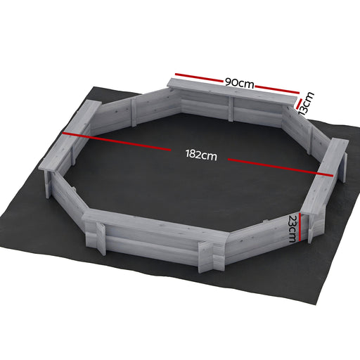 182cm sand pit with bench seating around the rim