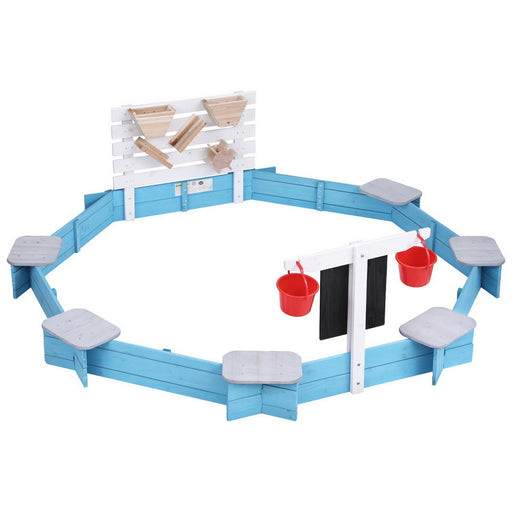 Keezi kids wooden octagon sandpit with funnel