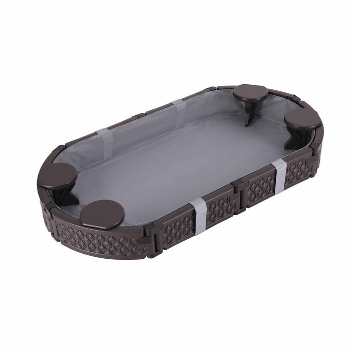 Keezi Kids Sandpit Toys Outdoor Sandbox Oval Sand Pit 4 Seats Grey Cover