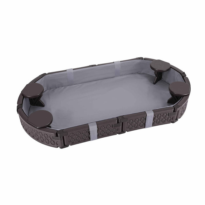 Keezi Kids Sandpit Toys Outdoor Sandbox Oval Sand Pit 4 Seats Grey Cover