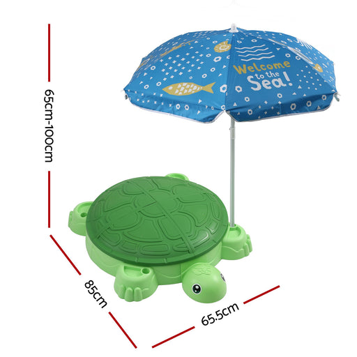 Keezi green sandbox with umbrella and lid