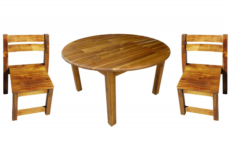 90cm Round Acacia Kids Table and Chairs