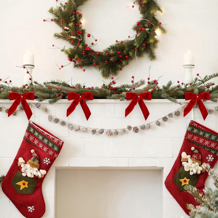 Velvet Glitter Christmas Bows - 24 Pack