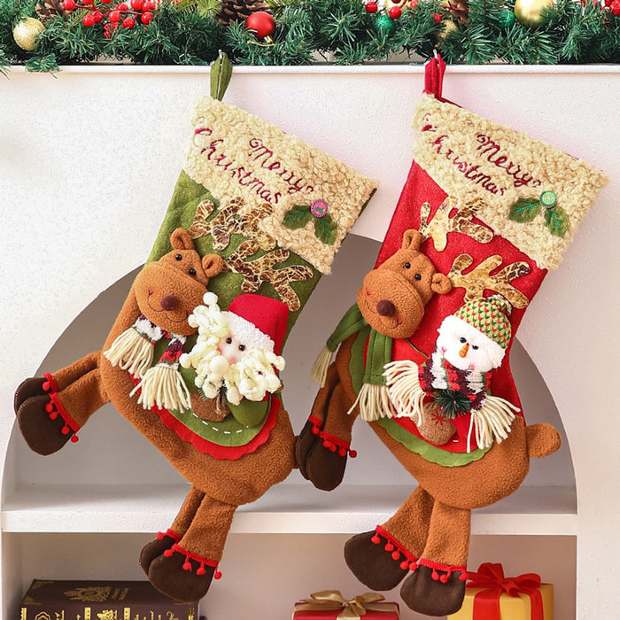 Large Christmas Stockings 23 Inch - Santa & Reindeer Gift Bags