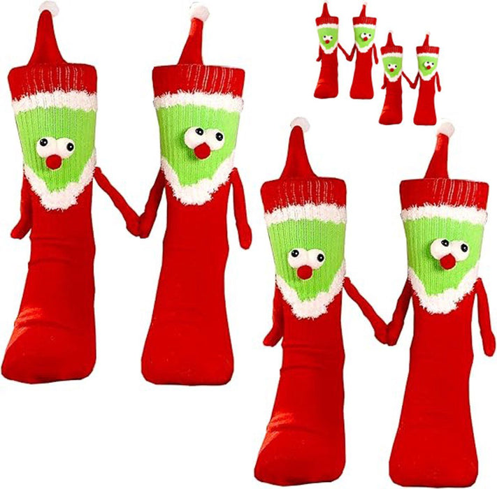 Magnetic Hand-Holding Christmas Socks - 4 Pairs