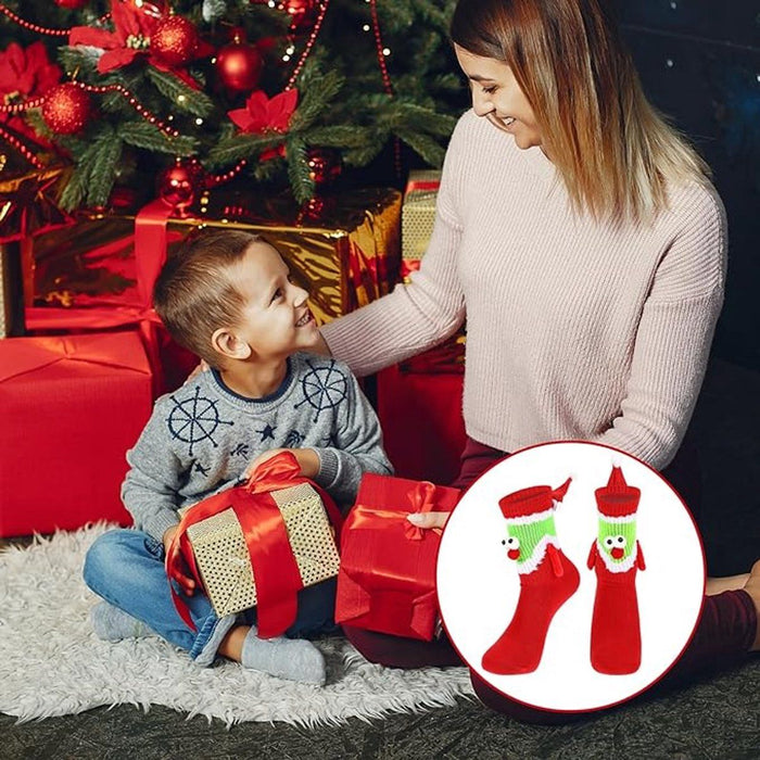 Magnetic Hand-Holding Christmas Socks - 4 Pairs