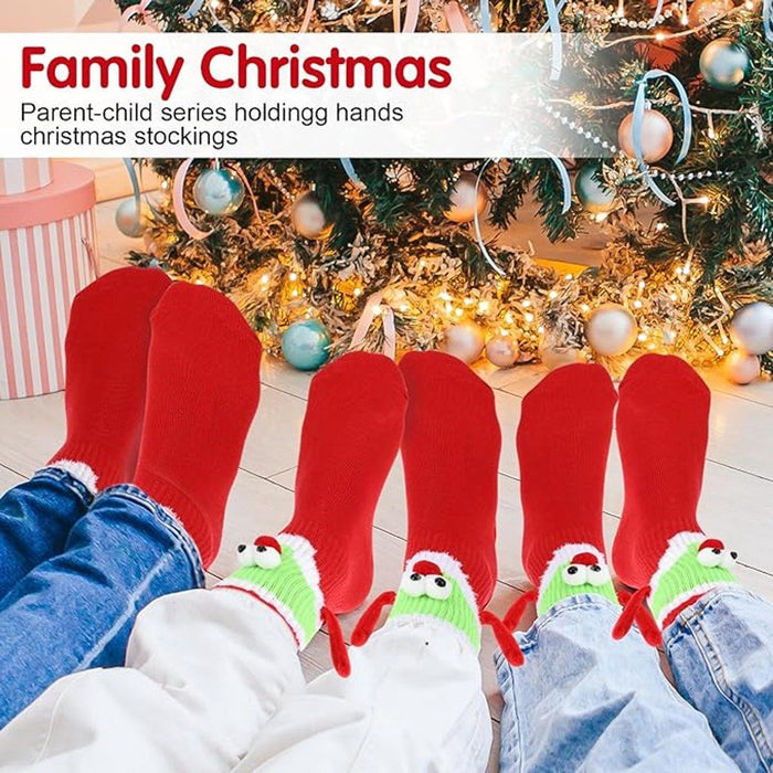 Magnetic Hand-Holding Christmas Socks - 4 Pairs