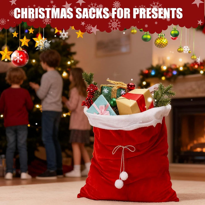Santa Sacks 70x50cm Red Drawstring - 2 Pack