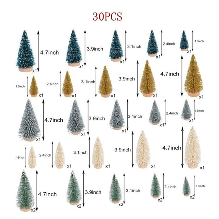 Mini Artificial Christmas Trees - 30 Pack