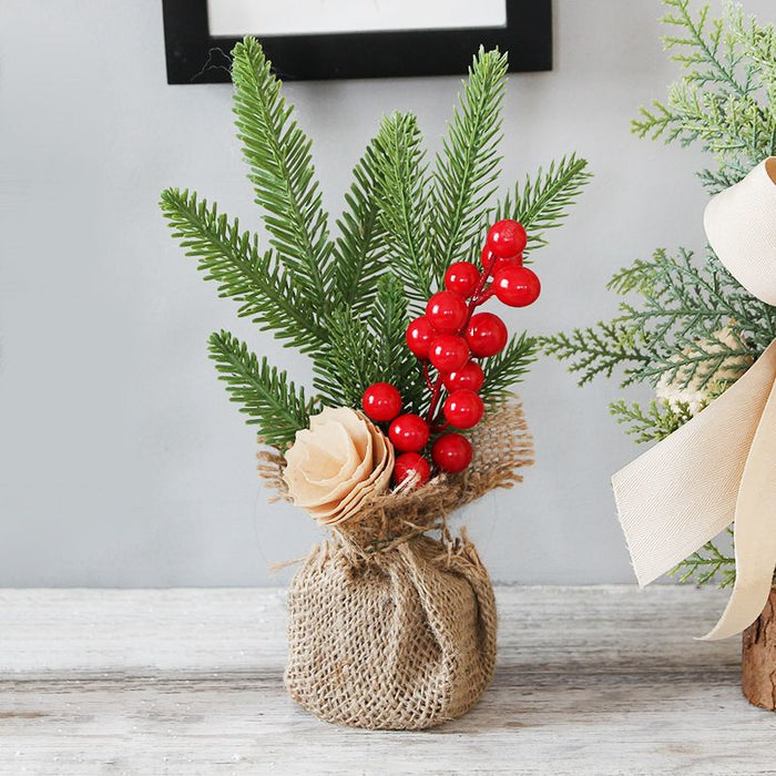 Red Berry Mini Christmas Tree 25cm - Desktop Potted Tree