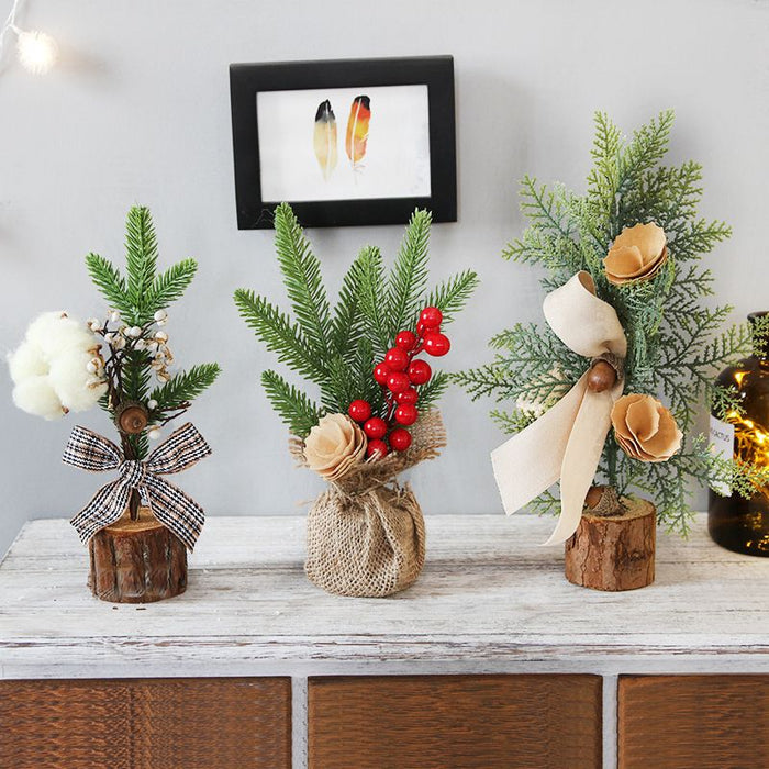 Red Berry Mini Christmas Tree 25cm - Desktop Potted Tree