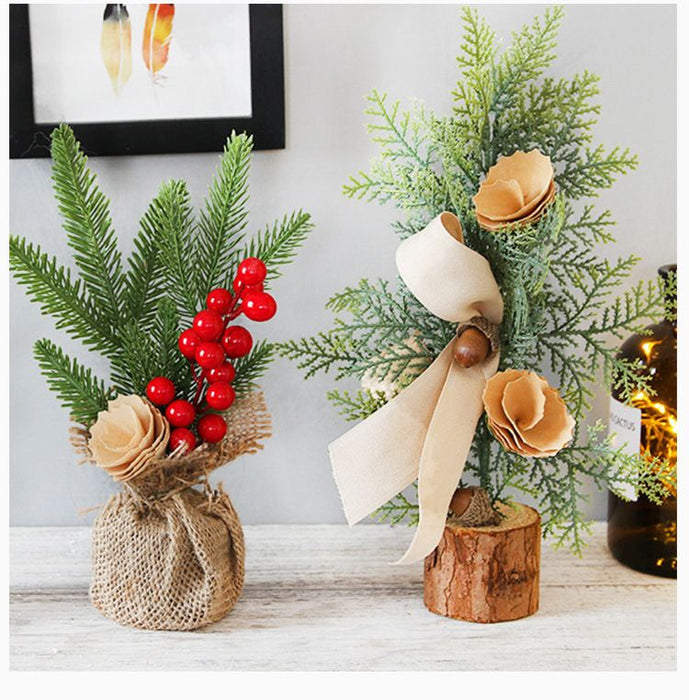 Red Berry Mini Christmas Tree 25cm - Desktop Potted Tree