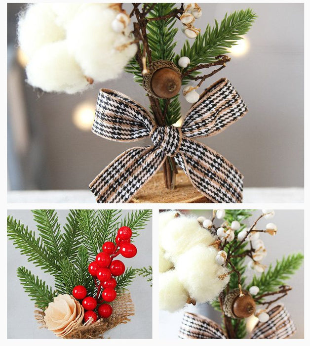 Red Berry Mini Christmas Tree 25cm - Desktop Potted Tree