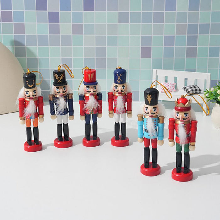 Wooden Nutcracker Soldier Ornaments 12cm - 6 Pack