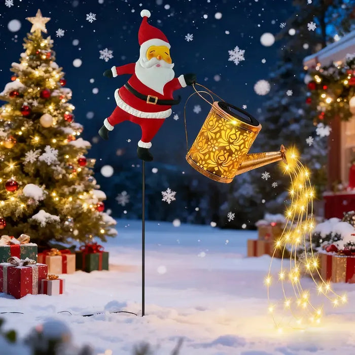 Solar Santa Watering Can Light - Waterproof Garden Decoration