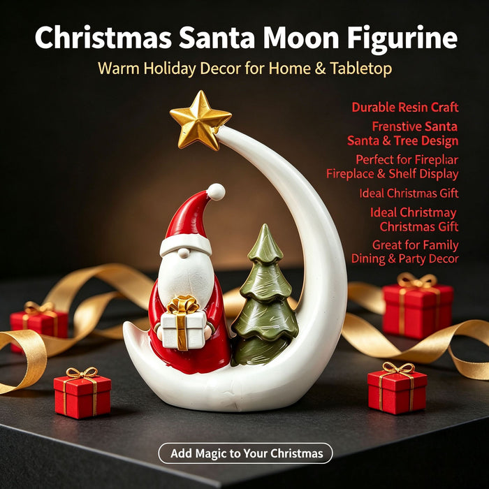 Christmas Moon Resin Figurine - Tabletop Decoration