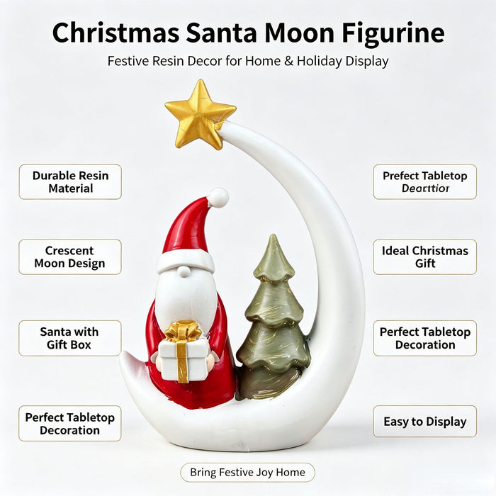 Christmas Moon Resin Figurine - Tabletop Decoration