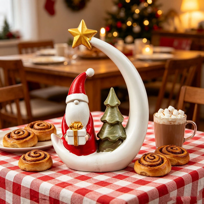Christmas Moon Resin Figurine - Tabletop Decoration