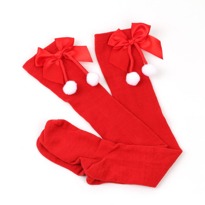 Christmas Over-the-Knee Socks with Handmade Bows