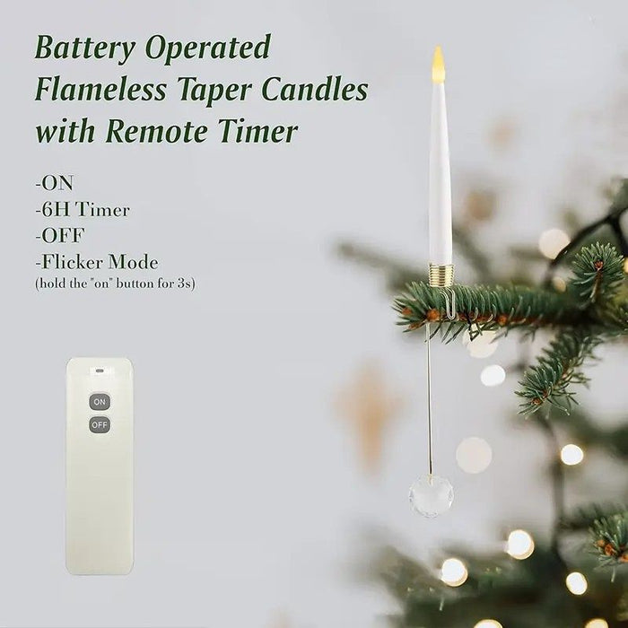 Flameless LED Christmas Taper Candles with Remote - 6 Pack