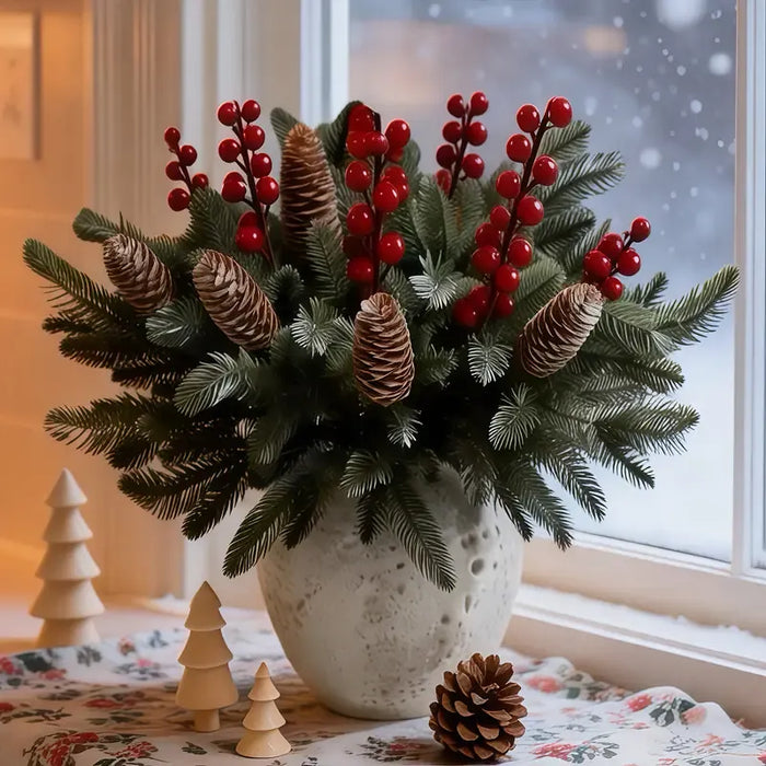 Artificial Pine, Berry & Pinecone Decorating Set - 40 Piece