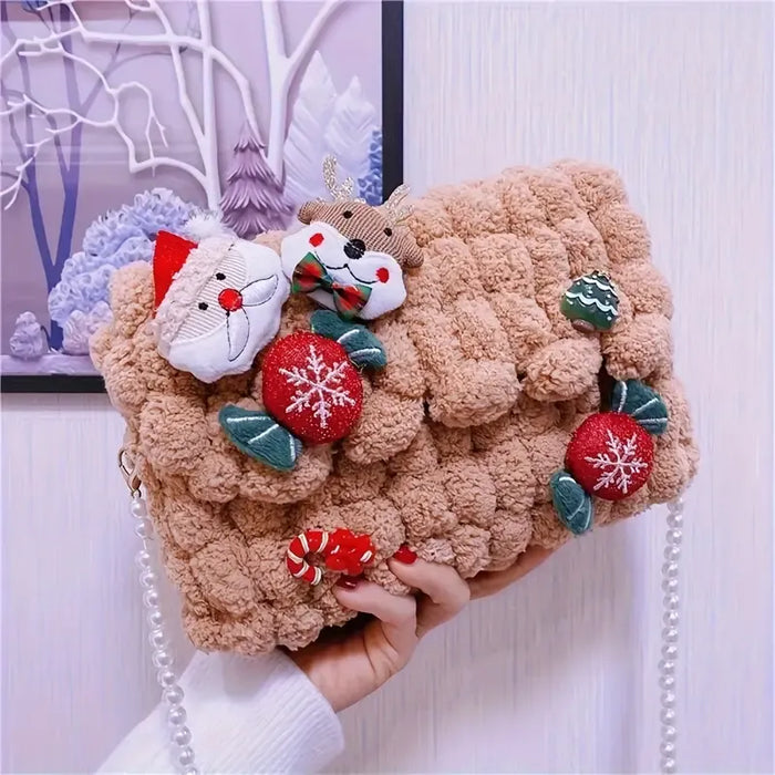Christmas Plush Cartoon Crossbody Bag