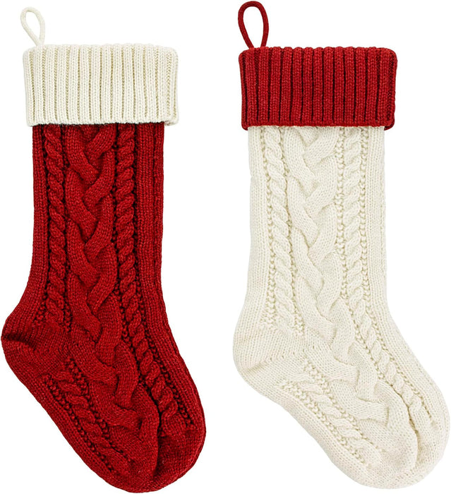 Personalised Cable Knit Christmas Stockings 18 Inch - 2 Pack