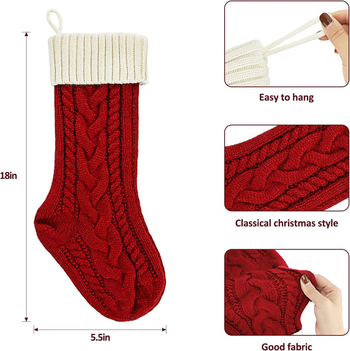 Personalised Cable Knit Christmas Stockings 18 Inch - 2 Pack