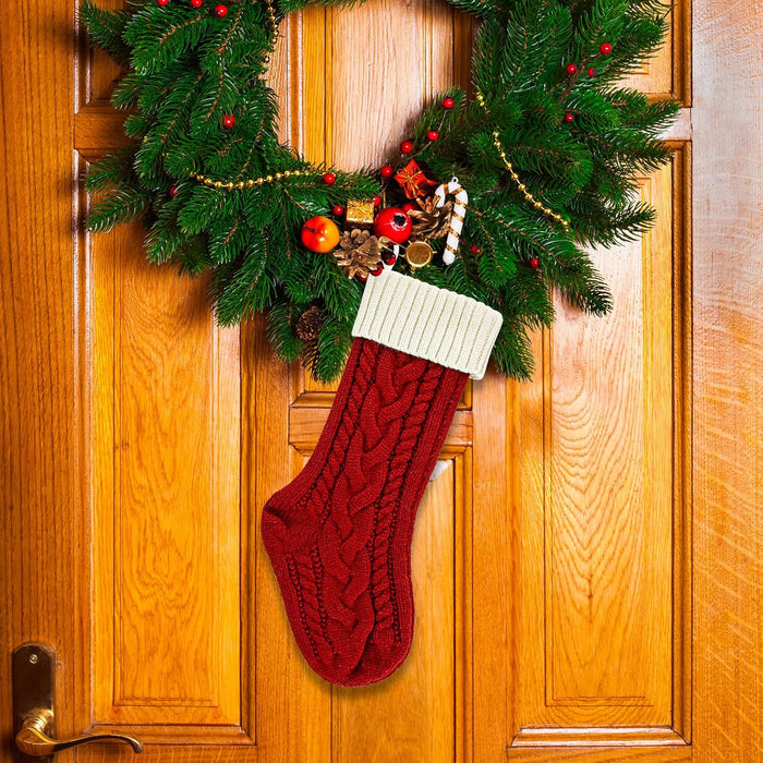 Personalised Cable Knit Christmas Stockings 18 Inch - 2 Pack