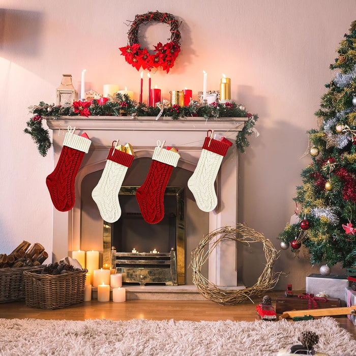 Personalised Cable Knit Christmas Stockings 18 Inch - 2 Pack