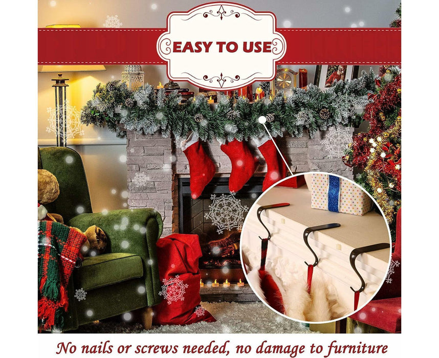 Metal Fireplace Stocking Holders - Garland Hooks