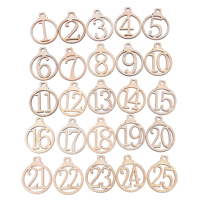 Wooden Advent Calendar Number Tags 1-25
