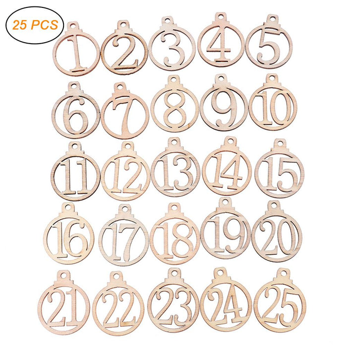 Wooden Advent Calendar Number Tags 1-25