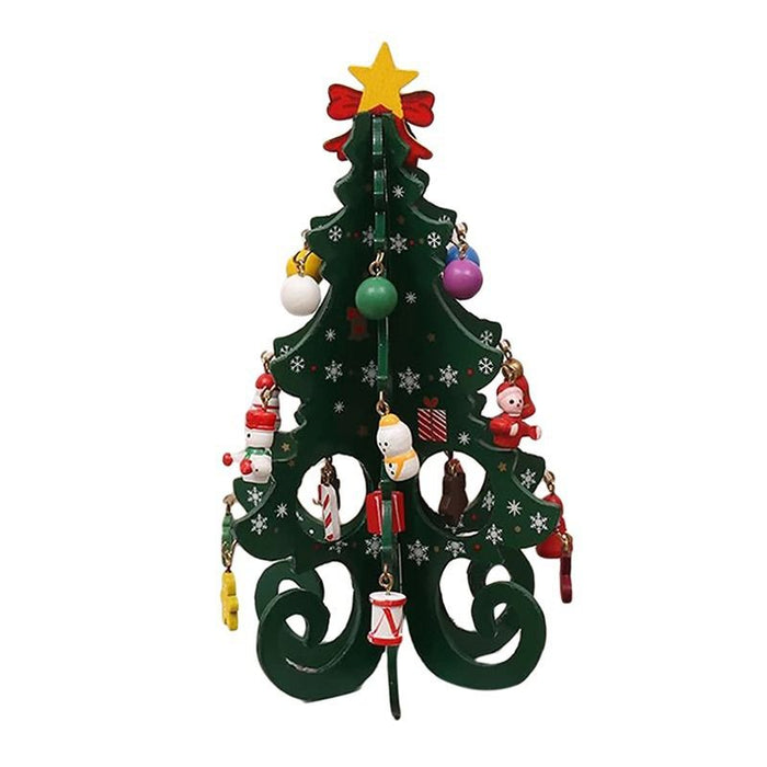 Wooden 3D Christmas Tree Decorations - 6 Piece Craft Set