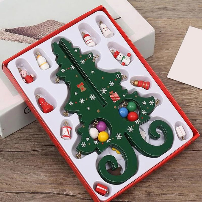 Wooden 3D Christmas Tree Decorations - 6 Piece Craft Set