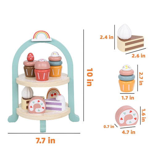 Wooden dessert and cake play food set for kids