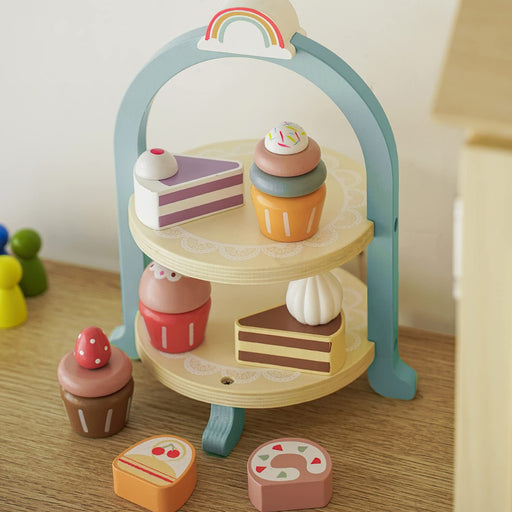 Pretend tea party set in timber for toddlers