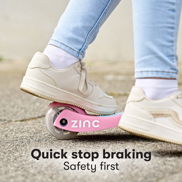 Zinc Strobe Junior Tri Scooter Pink braking