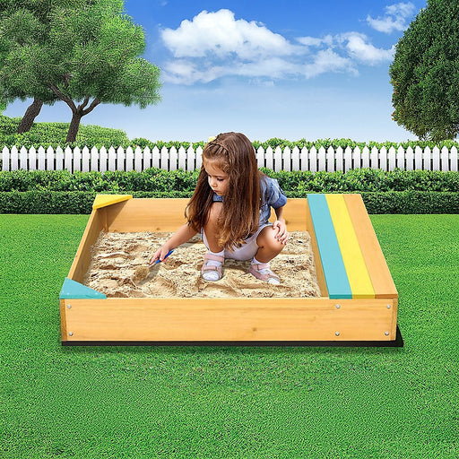 Timber sand pit toy for outdoor use
