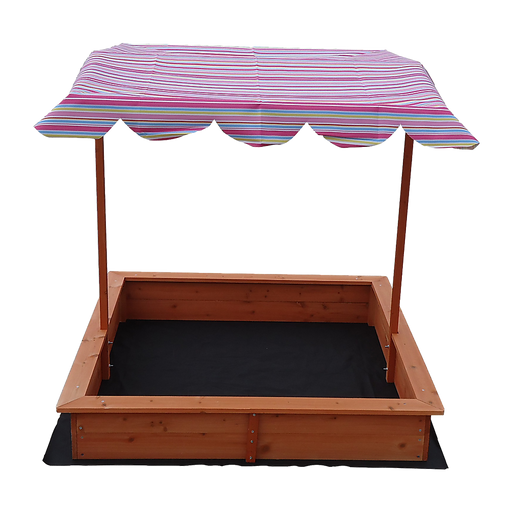 Kids wooden sandpit with an adjustable canopy