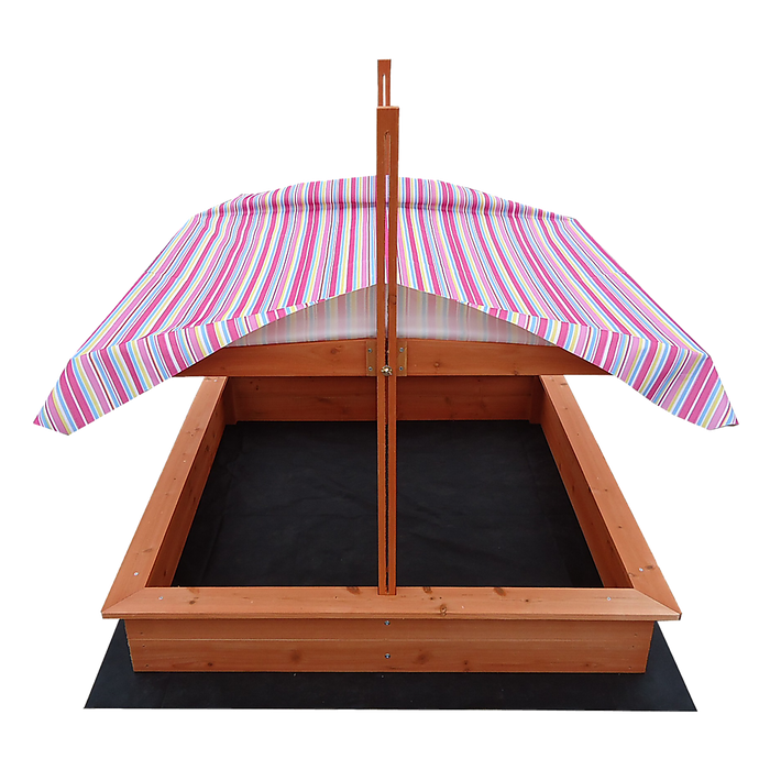 Kids Wooden Toy Sandpit with Adjustable Canopy