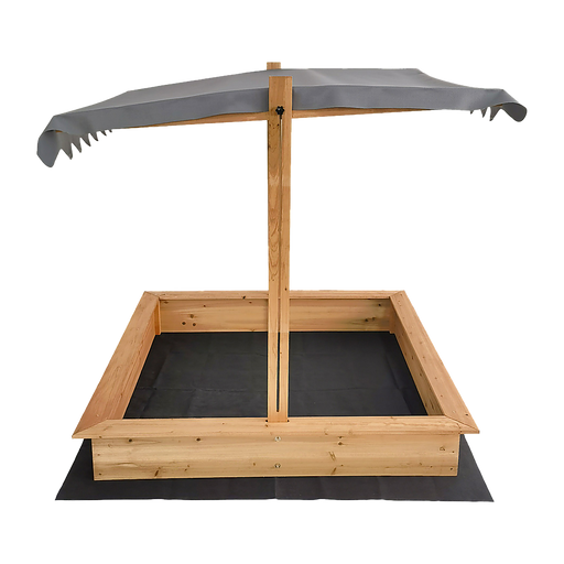Kids wooden toy sandpit with an adjustable canopy