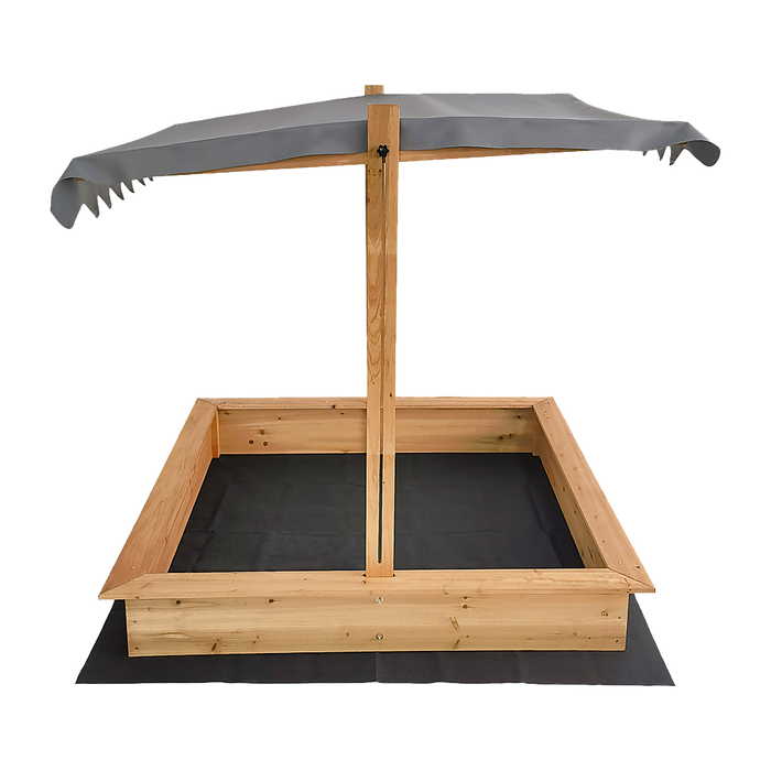 Kids Wooden Toy Sandpit with Adjustable Canopy