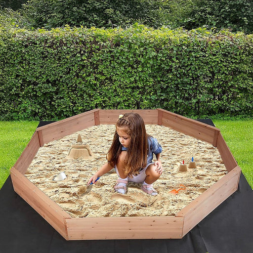 Eight sided timber sandbox for outdoor play