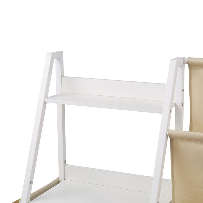 3-Tier Kids Bookshelf, Toy Storage Organizer for Toddler, Book Shelf for Kids Rooms with Sling Book Rack and Storage Bag, Kids Storage Book Shelves for Kids Room, Playroom, Kindergarten, Nursery