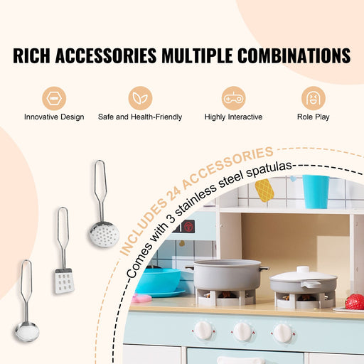 Toy kitchen supplied with 24 accessories