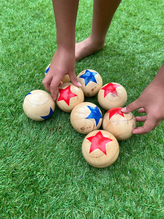 Deluxe 8 Wooden Ball Bocce Game Set